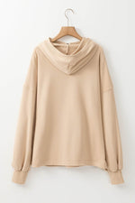 Load image into Gallery viewer, Light Grey Solid Kangaroo Pocket Half Zipper Oversized Hoodie - Fashion Queen
