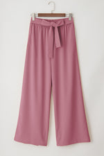 Load image into Gallery viewer, Sail Blue High Waisted Tie Front Side Pocket Wide Leg Flowy Casual Pants
