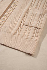 Load image into Gallery viewer, Parchment Oversize Chunky Cable Knit Open Front Midi-length Cardigan
