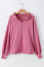 Load image into Gallery viewer, Light Grey Solid Kangaroo Pocket Half Zipper Oversized Hoodie - Fashion Queen
