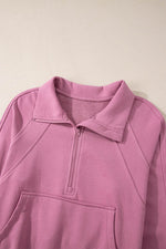 Load image into Gallery viewer, Valerian Quarter Zip Stand Neck Kangaroo Pocket Sweatshirt - Fashion Queen
