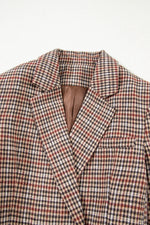 Load image into Gallery viewer, Brown Houndstooth Lapel Collar Blazer
