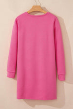 Load image into Gallery viewer, Black Solid Color Textured Long Sleeve Shift Dress - Fashion Queen

