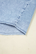 Load image into Gallery viewer, Beau Blue Chest Pocket Raw Hem Denim Loose Shirt Dress
