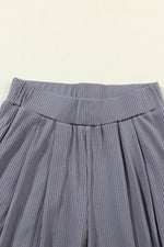 Load image into Gallery viewer, Black Solid Color Ribbed Crop Top Long Pants Set - Fashion Queen
