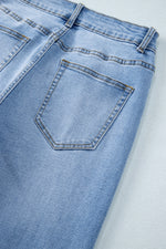 Load image into Gallery viewer, Dusk Blue Raw Hem Straight Leg Loose High Waist Jeans
