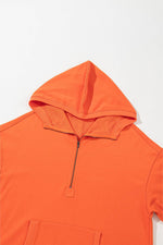 Load image into Gallery viewer, Light Grey Solid Kangaroo Pocket Half Zipper Oversized Hoodie - Fashion Queen
