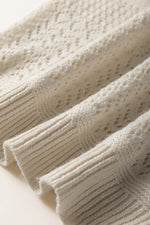 Load image into Gallery viewer, Black Eyelet Pattern Detail V Neck Drop Shoulder Sweater - Fashion Queen
