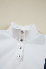 Load image into Gallery viewer, Pink Colorblock Patchwork Half Button Baggy Sweatshirt
