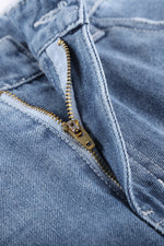 Load image into Gallery viewer, Distressed Ripped Rolled Hem Sky Blue Denim Shorts
