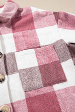 Load image into Gallery viewer, Khaki Plaid Color Block Buttoned Long Sleeve Jacket with Pocket - Fashion Queen
