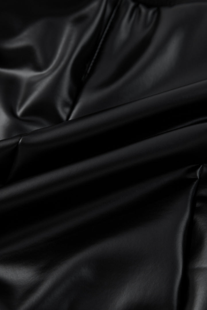 Black Faux Leather Seamed Leg High Waist Leggings
