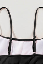 Load image into Gallery viewer, Black Striped Patchwork Spaghetti Strap High Waist Bikini Swimsuit - Fashion Queen -  18
