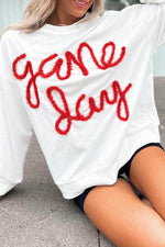 Load image into Gallery viewer, Black Tinsel Game Day Drop Shoulder Graphic Sweatshirt - Fashion Queen
