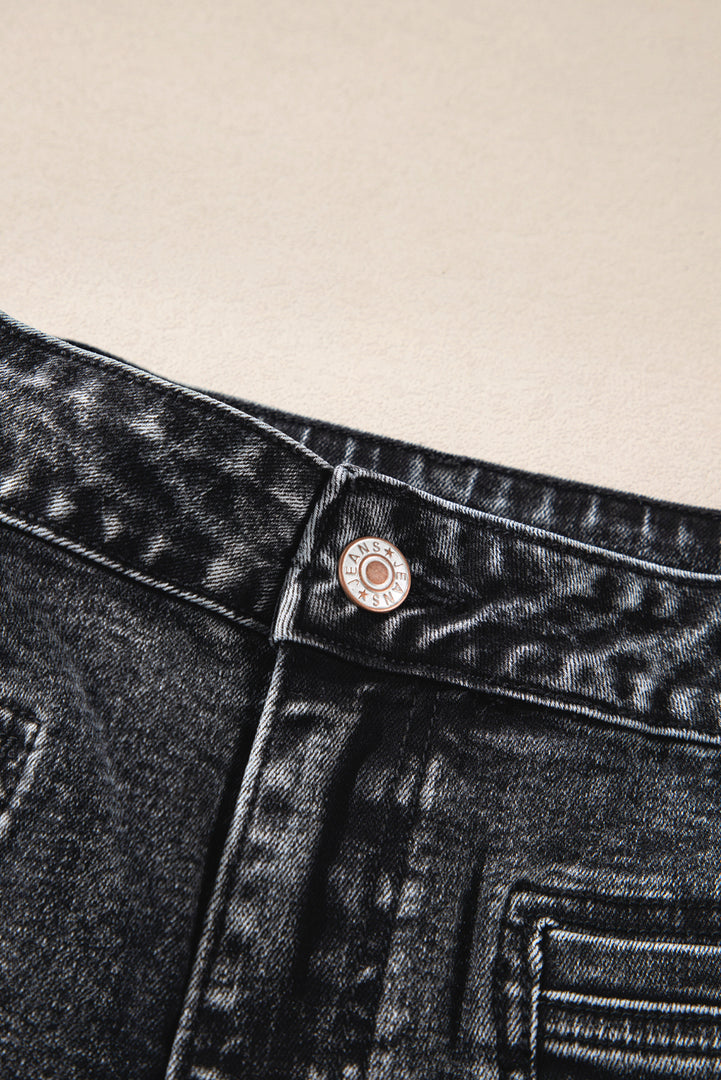 Blue Chic Patch Pocket Straight Leg Loose Jeans