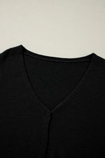Load image into Gallery viewer, White Lightweight Ribbed Knit Button Front V Neck Cardigan
