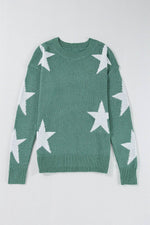 Load image into Gallery viewer, Gray Star Pattern Drop Shoulder Sweater - Fashion Queen
