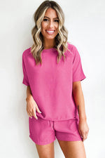 Load image into Gallery viewer, White Casual Textured Tee and Drawstring Shorts Set - Fashion Queen
