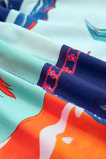 Load image into Gallery viewer, Sky Blue Tropical Printed Square Neck Flutter Sleeve Babydoll Blouse
