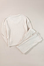 Load image into Gallery viewer, Black Ribbed Knit V Neck Slouchy Two-piece Outfit - Fashion Queen
