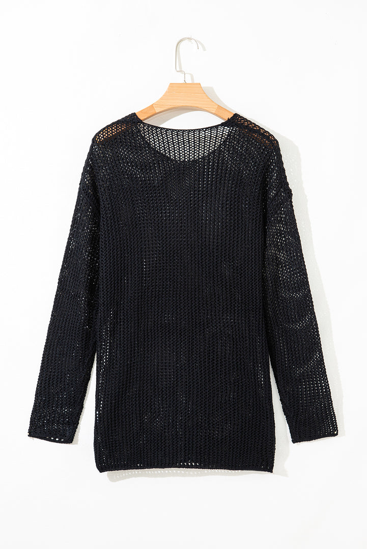Coral Crochet Hollow-out Jumper Top Sweater
