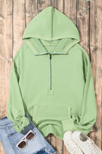 Load image into Gallery viewer, Light Grey Solid Kangaroo Pocket Half Zipper Oversized Hoodie - Fashion Queen
