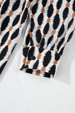 Load image into Gallery viewer, Apricot Geometric Print Collared V Neck Plus Size Mini Dress
