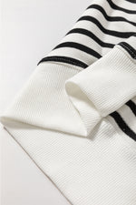 Load image into Gallery viewer, Black Stripe Raglan Sleeve Side Slits Loose Sweatshirt
