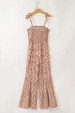 Load image into Gallery viewer, Phalaenopsis Thin Straps Smocked Bodice Wide Leg Floral Jumpsuit
