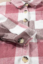 Load image into Gallery viewer, Khaki Plaid Color Block Buttoned Long Sleeve Jacket with Pocket - Fashion Queen
