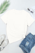 Load image into Gallery viewer, White Casual Plain Crew Neck Tee
