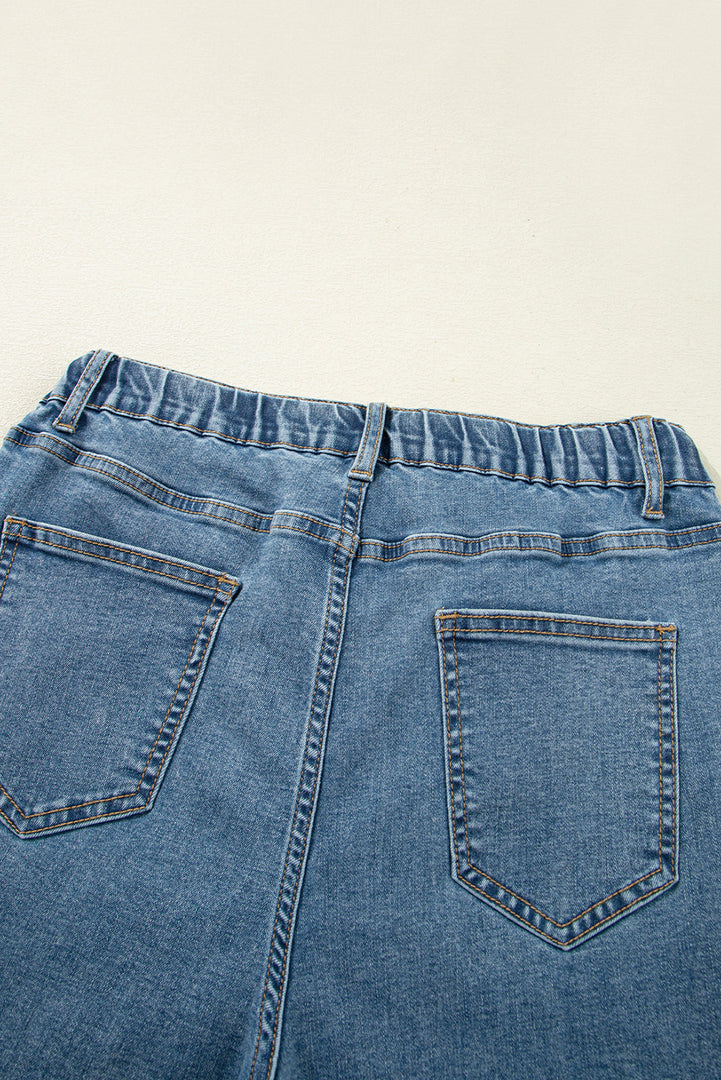 Dusk Blue Medium Wash Super Wide Leg Denim Pants