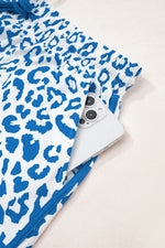 Load image into Gallery viewer, Pink Leopard Elastic Waist Lace up Contrast Trim Casual Shorts
