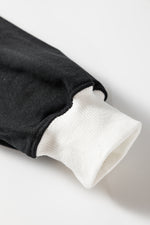 Load image into Gallery viewer, Black Contrast Ribbed Color Block Patchwork Baggy Sweatshirt
