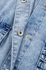 Load image into Gallery viewer, Beau Blue Chest Pocket Raw Hem Denim Loose Shirt Dress

