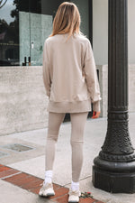 Load image into Gallery viewer, Jet Stream Solid Color Oversize Slit Sweatshirt Ribbed Leggings 2pcs Set
