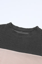 Load image into Gallery viewer, Multicolor Color Block Long Sleeve Ribbed Loose Top
