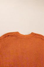 Load image into Gallery viewer, Gold Flame Button Front V Neck Chunky Cardigan Sweater
