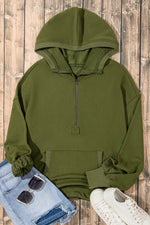 Load image into Gallery viewer, Light Grey Solid Kangaroo Pocket Half Zipper Oversized Hoodie - Fashion Queen
