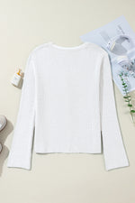Load image into Gallery viewer, White Lightweight Ribbed Knit Button Front V Neck Cardigan
