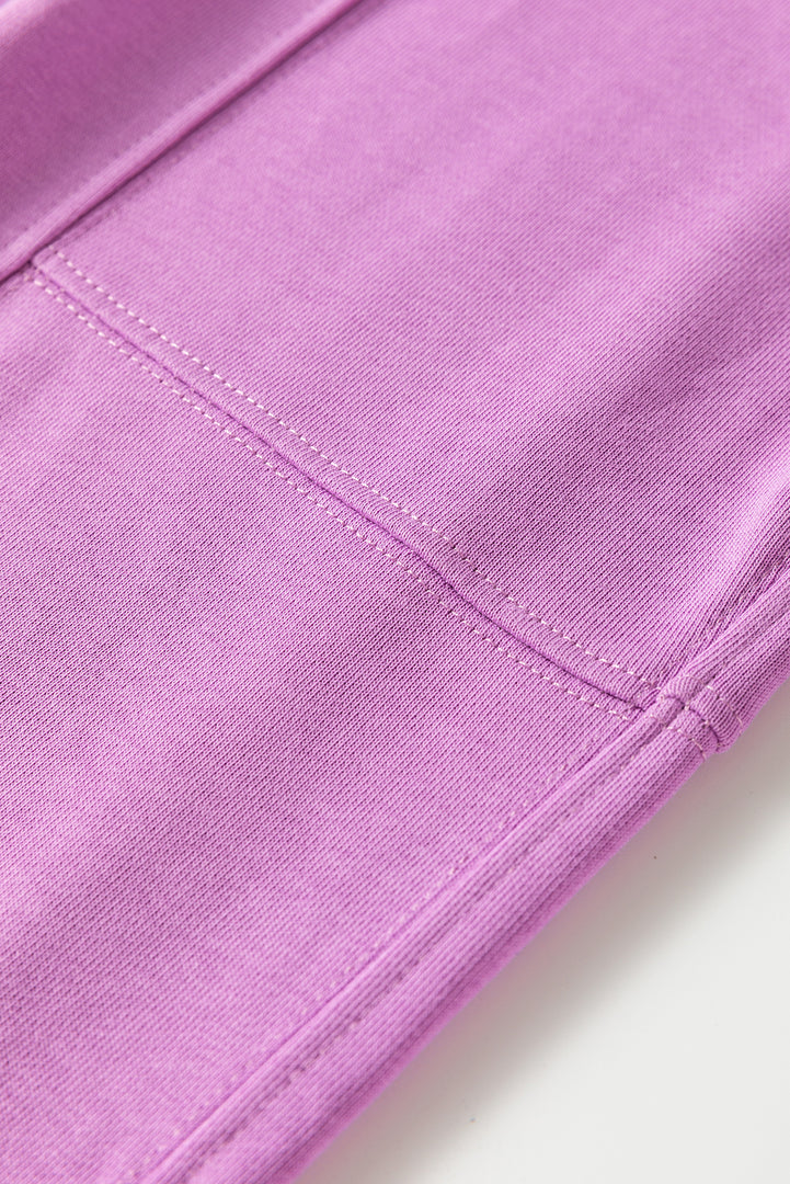 Lilac Drawstring Waist Patchwork Solid Color Jogger Pants