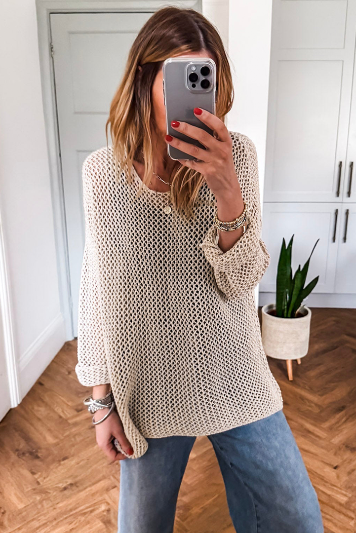 Coral Crochet Hollow-out Jumper Top Sweater - Fashion Queen -  16