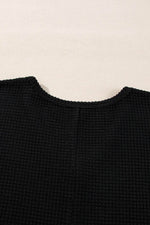 Load image into Gallery viewer, Rose Red Waffle Knit Side Slits Loose Fit V Neck Top - Fashion Queen
