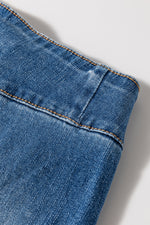 Load image into Gallery viewer, Sail Blue High Waist Button Fly Seamed Raw Hem Flare Jeans
