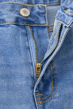Load image into Gallery viewer, Dusk Blue Raw Hem Unique Cuffs Straight High Rise Loose Jeans
