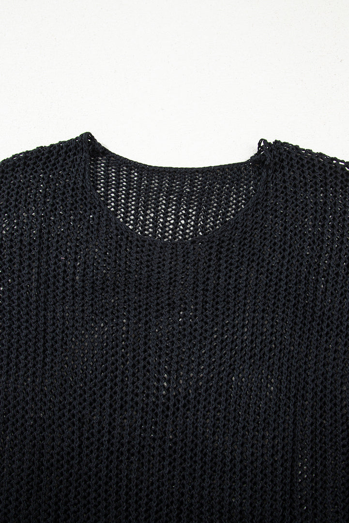 Coral Crochet Hollow-out Jumper Top Sweater