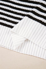 Load image into Gallery viewer, Pink Stripe Zip up Collar Drop Shoulder Sweater - Fashion Queen
