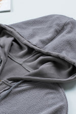 Load image into Gallery viewer, Black Flap Pocket Drawstring Hood Zip Up Jacket

