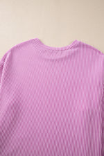 Load image into Gallery viewer, Carbon Grey Corded Knit Long Sleeve Top and High Waist Shorts Set
