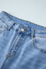 Load image into Gallery viewer, Dusk Blue Raw Hem Straight Leg Loose High Waist Jeans
